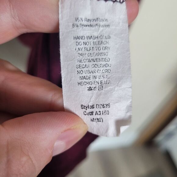 2Hearts Jersey Knit Dress Bell Sleeves Full Skirt Purple Midi Soft Casual Medium - Picture 10 of 10